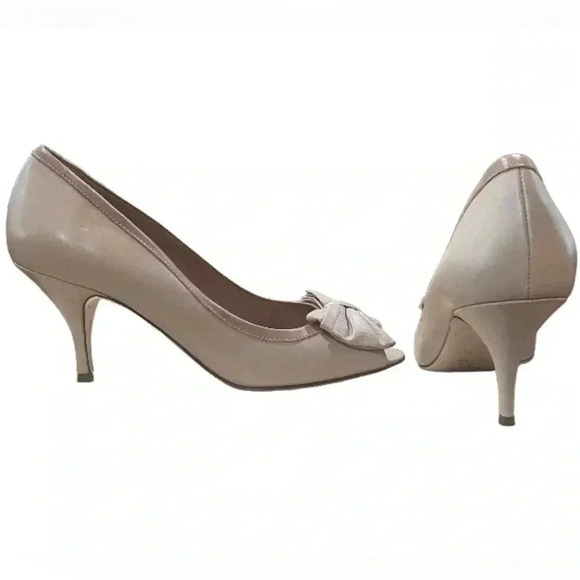 Red by Valentino Peep Toe Pink Leather kitten Heel Shoes Size 9.5 - Picture 3 of 7